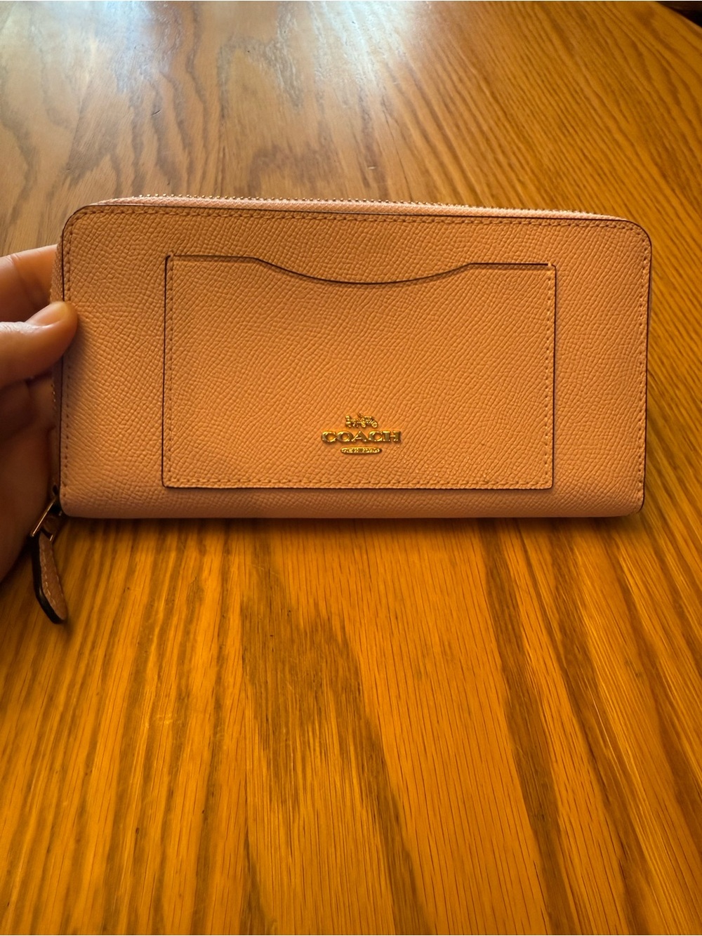 Coach Leather Zip Wallet in Blush